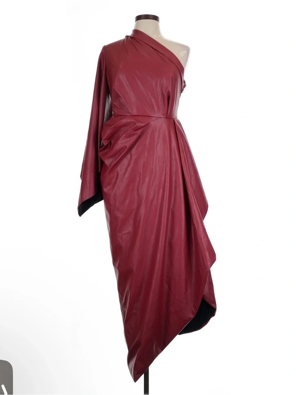 Julia Allert Red Soft Faux Leather Midi Dress
